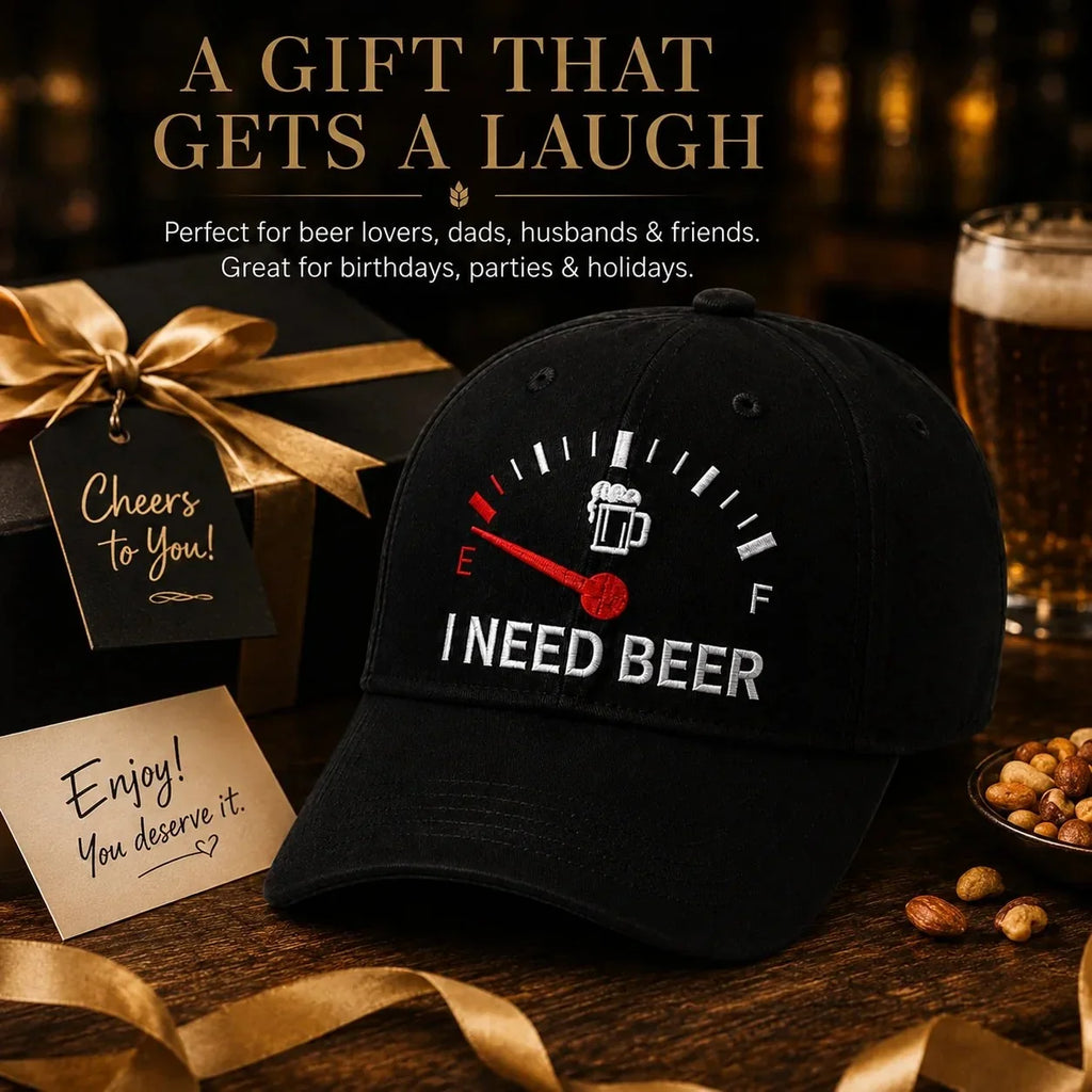 🔥 50 % RABATT – SISTA CHANSEN! 🍺 ”I NEED BEER” Broderad baseballkeps 🧢