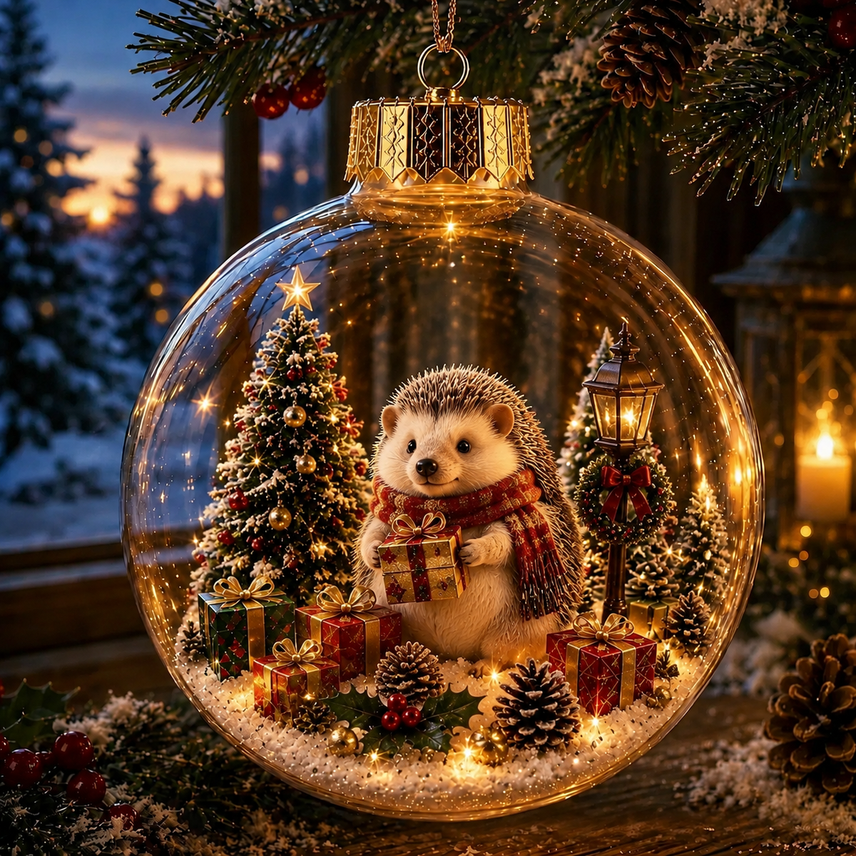 🎄 Söt Julsnöglob med Djurmotiv ✨ Mysig Juldekoration för Hemmet