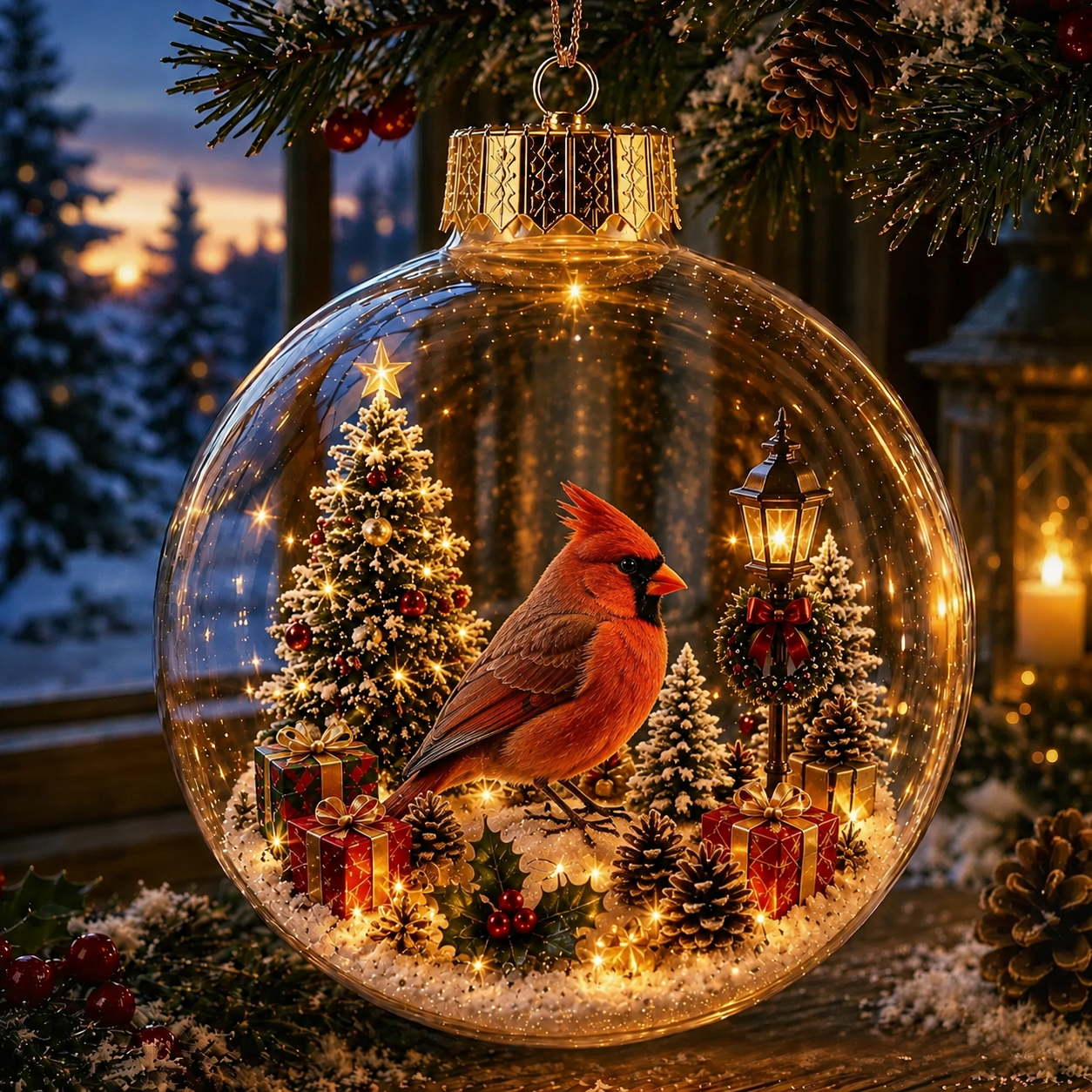 🎄 Söt Julsnöglob med Djurmotiv ✨ Mysig Juldekoration för Hemmet