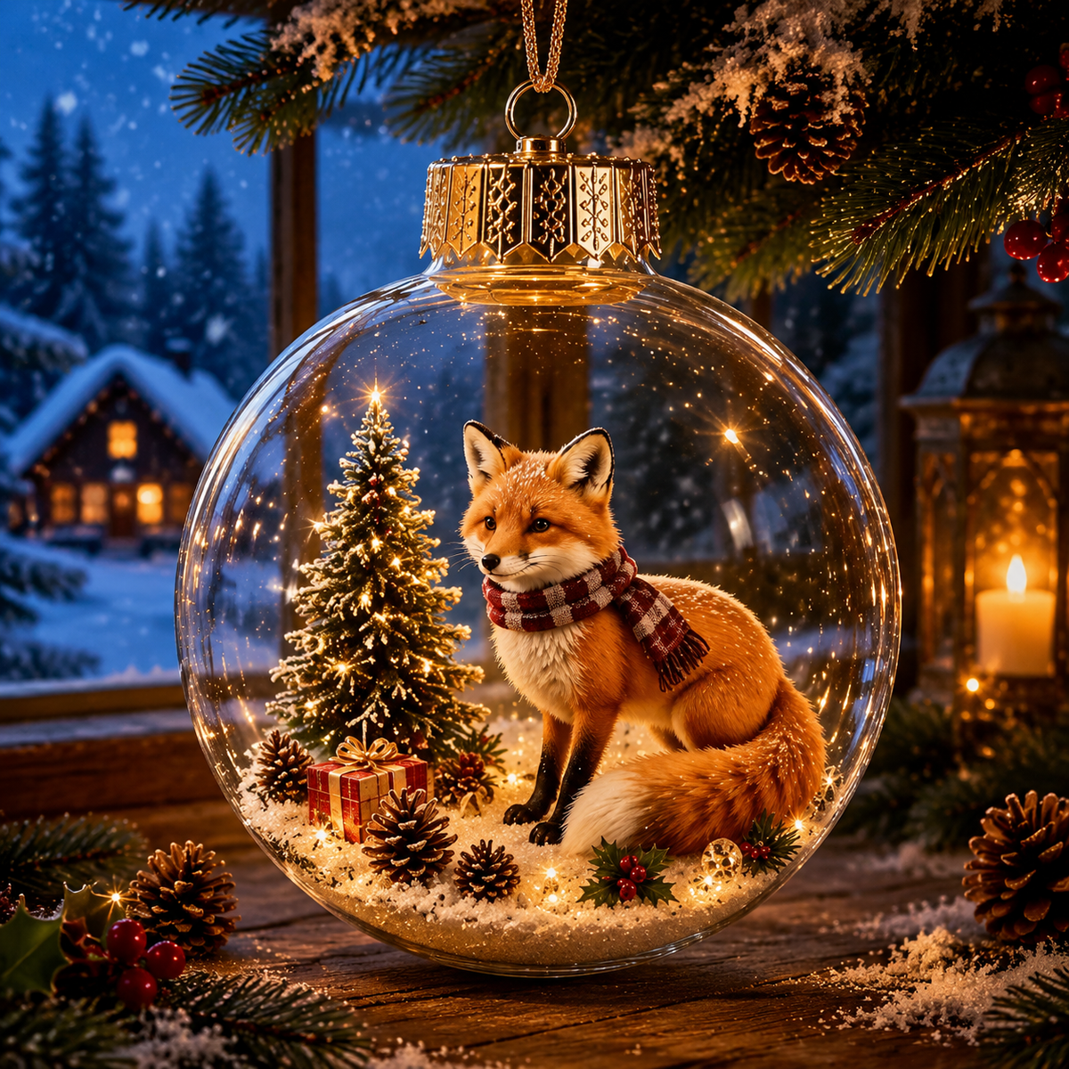 🎄 Söt Julsnöglob med Djurmotiv ✨ Mysig Juldekoration för Hemmet