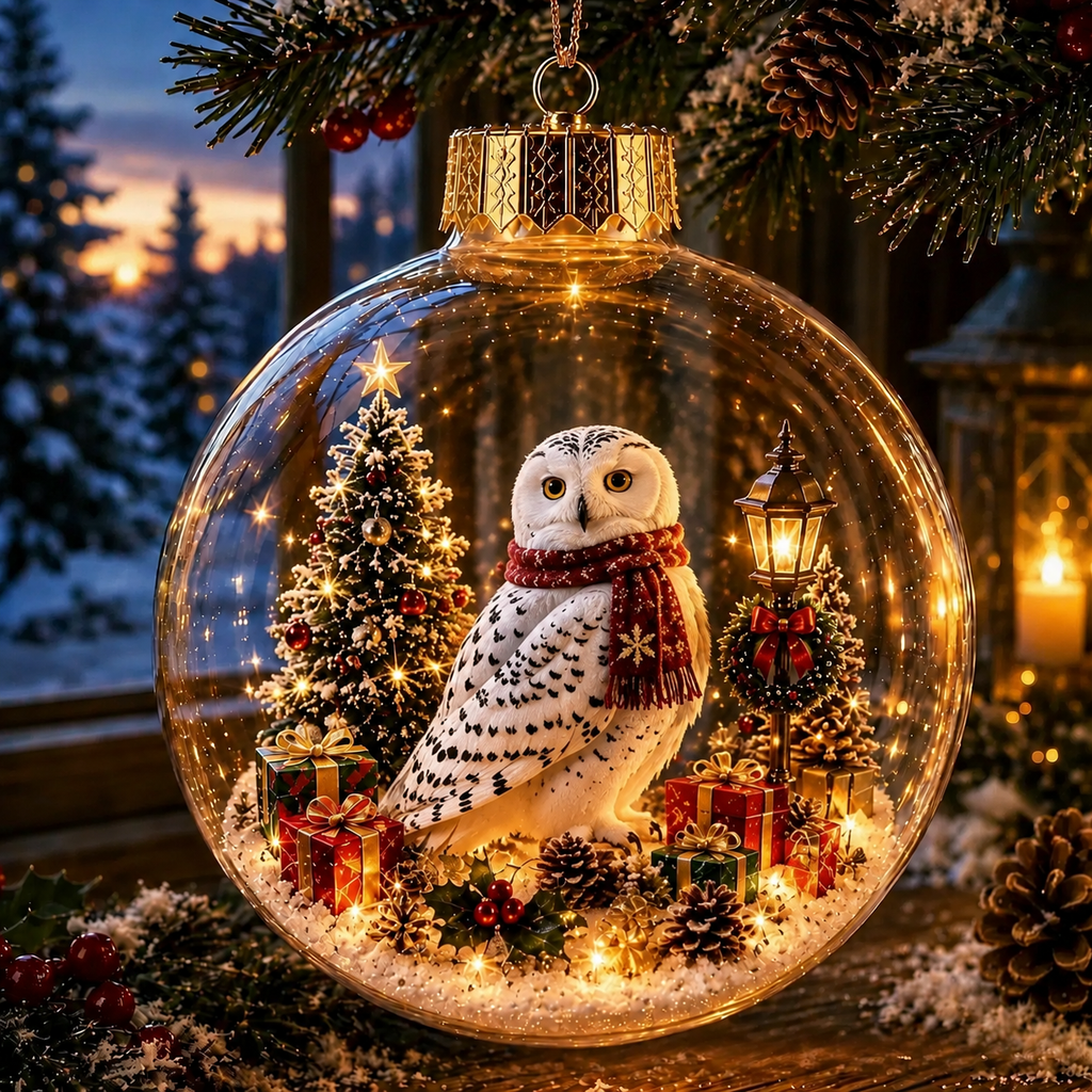 🎄 Söt Julsnöglob med Djurmotiv ✨ Mysig Juldekoration för Hemmet
