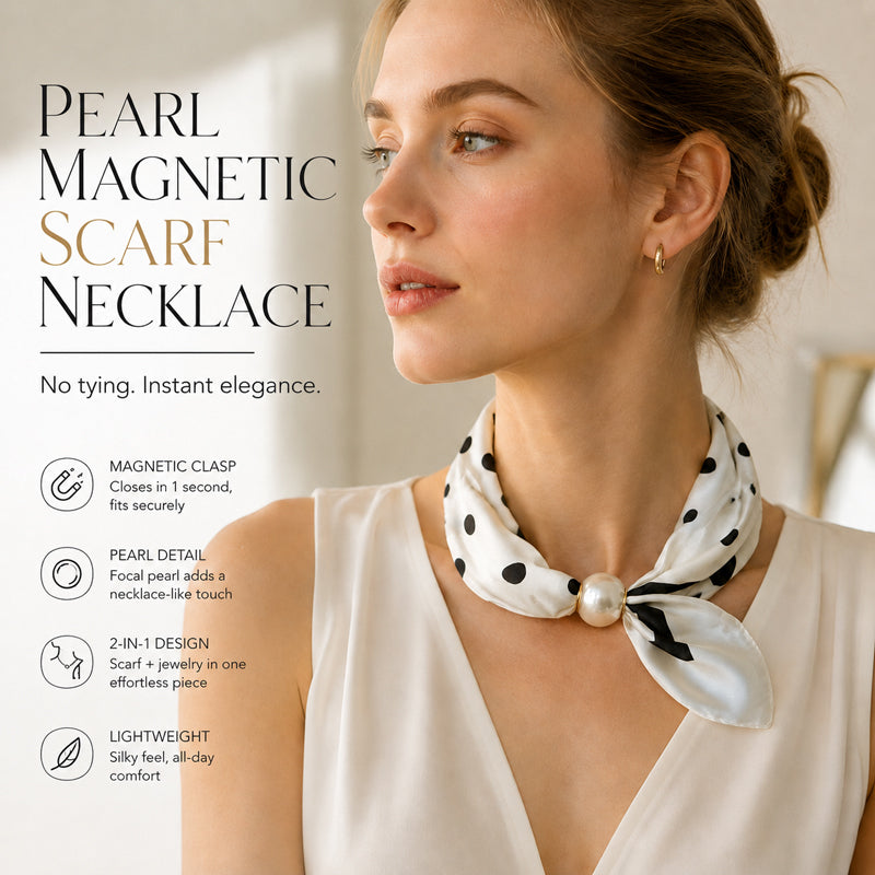 🤍 ✨Magnetisk scarf med pärla – elegant på några sekunder