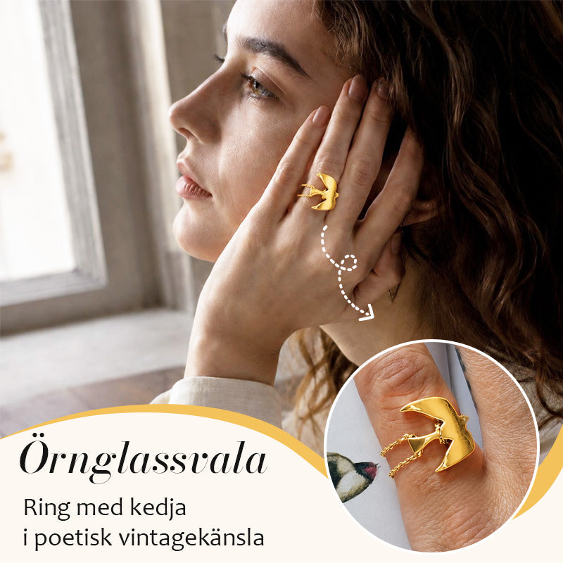 🕊️Örnglassvala – Ring med kedjedetalj i vintageinspirerad kinesisk stil