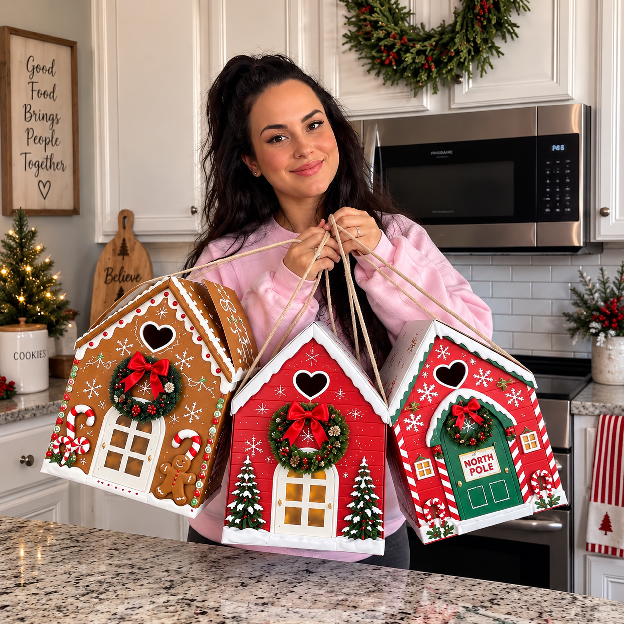 🏠 Presentförpackning ”Christmas Magic House” – Kreativ 3D-presentförpackning i handformat för julen