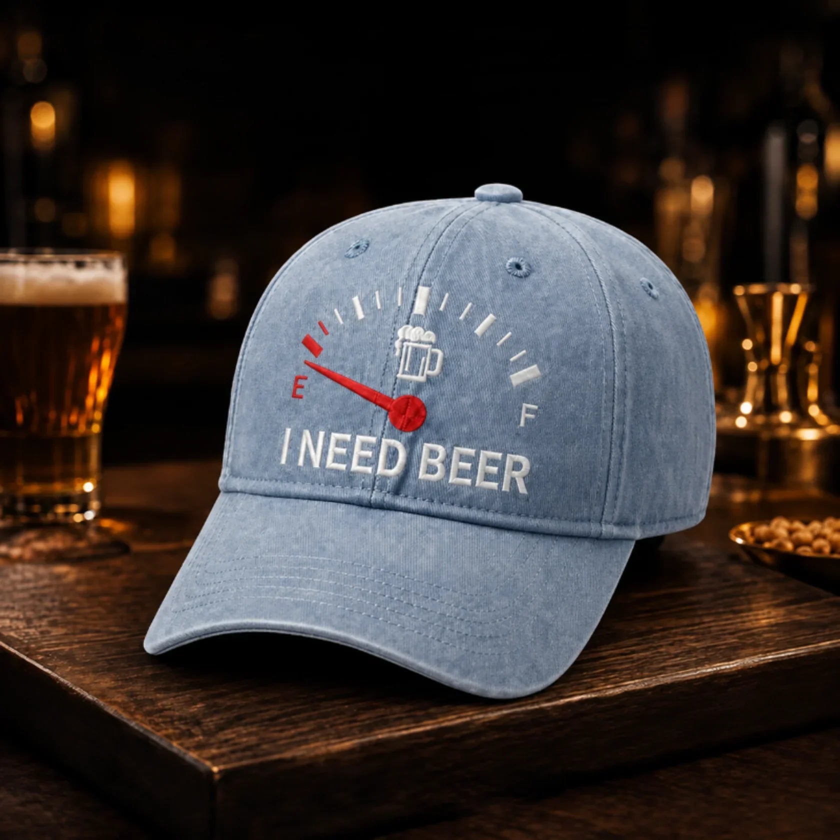 🔥 50 % RABATT – SISTA CHANSEN! 🍺 ”I NEED BEER” Broderad baseballkeps 🧢
