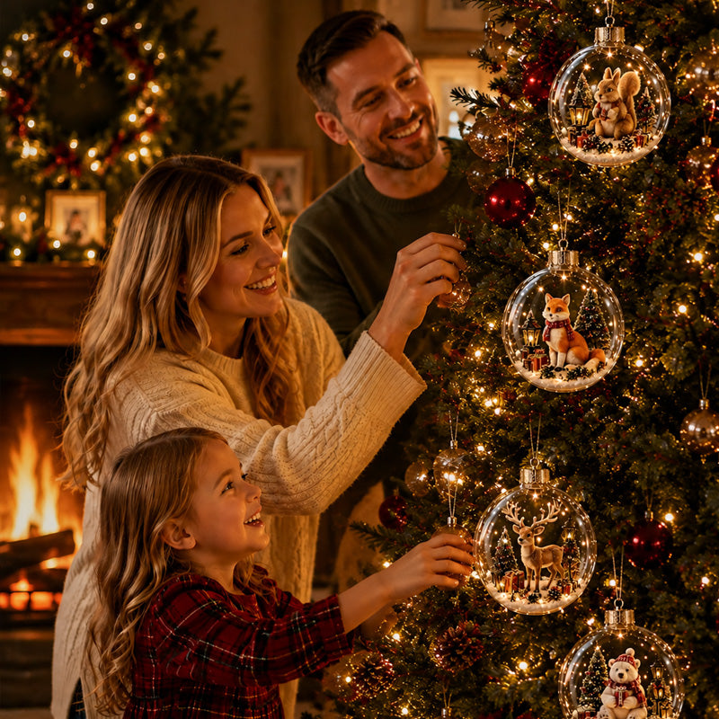 🎄 Söt Julsnöglob med Djurmotiv ✨ Mysig Juldekoration för Hemmet