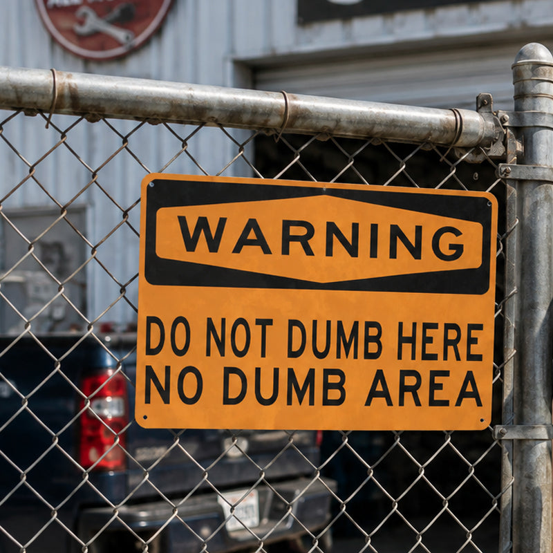 😂 Rolig amerikansk varningsskylt – "DO NOT DUMP HERE" | Garage- & mancave-dekoration