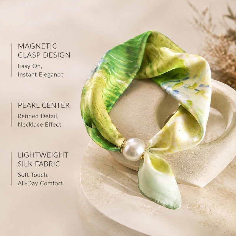 🤍 ✨Magnetisk scarf med pärla – elegant på några sekunder
