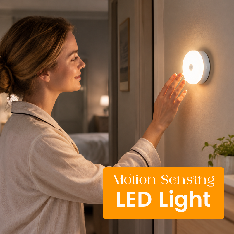 🌙 LED-nattlampa med rörelsesensor – praktiskt ljus för mörka kvällar!