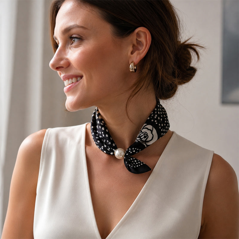 🤍 ✨Magnetisk scarf med pärla – elegant på några sekunder