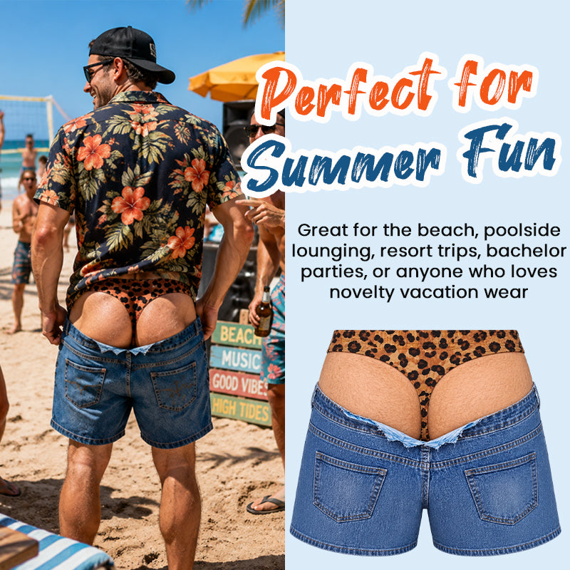 🐆 Roliga badshorts med leopardmönster och jeanslook