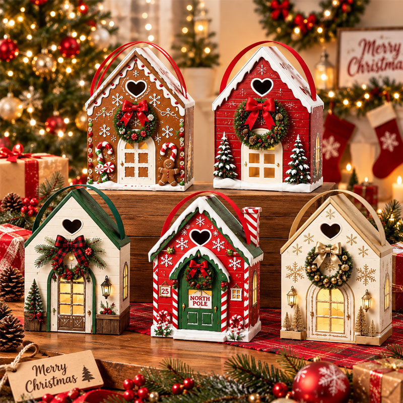 🏠 Presentförpackning ”Christmas Magic House” – Kreativ 3D-presentförpackning i handformat för julen