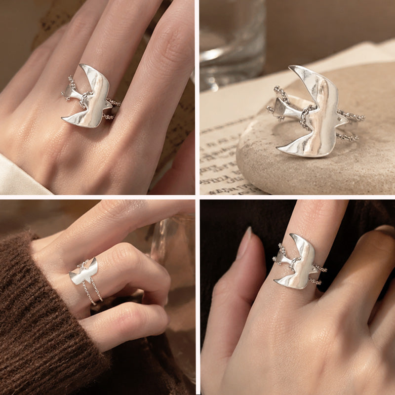 🕊️Örnglassvala – Ring med kedjedetalj i vintageinspirerad kinesisk stil