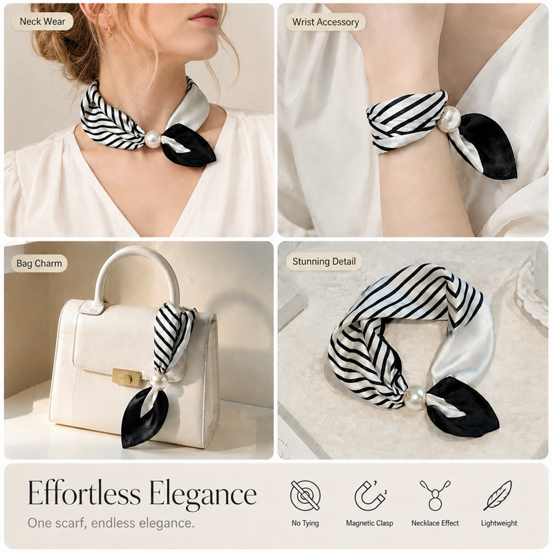 🤍 ✨Magnetisk scarf med pärla – elegant på några sekunder