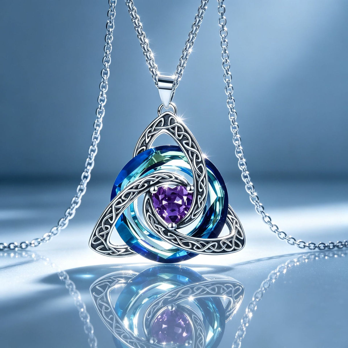 ✨Halsband med födelsesten och keltisk treenighetsknut – en meningsfull symbol för kärlek och samhörighet ❤️