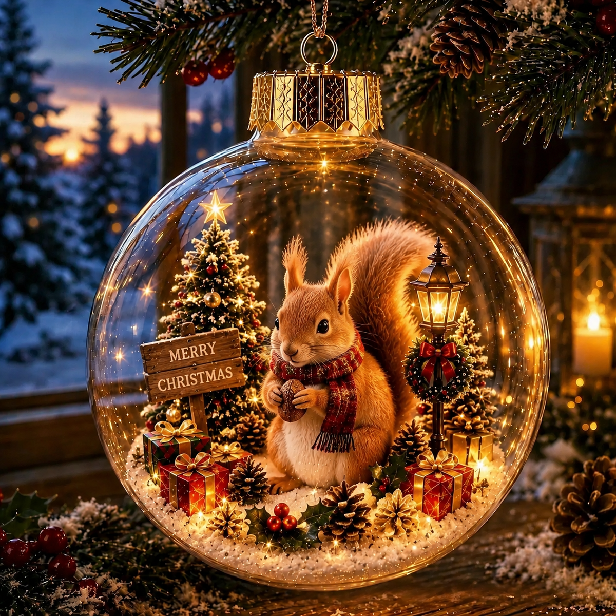 🎄 Söt Julsnöglob med Djurmotiv ✨ Mysig Juldekoration för Hemmet