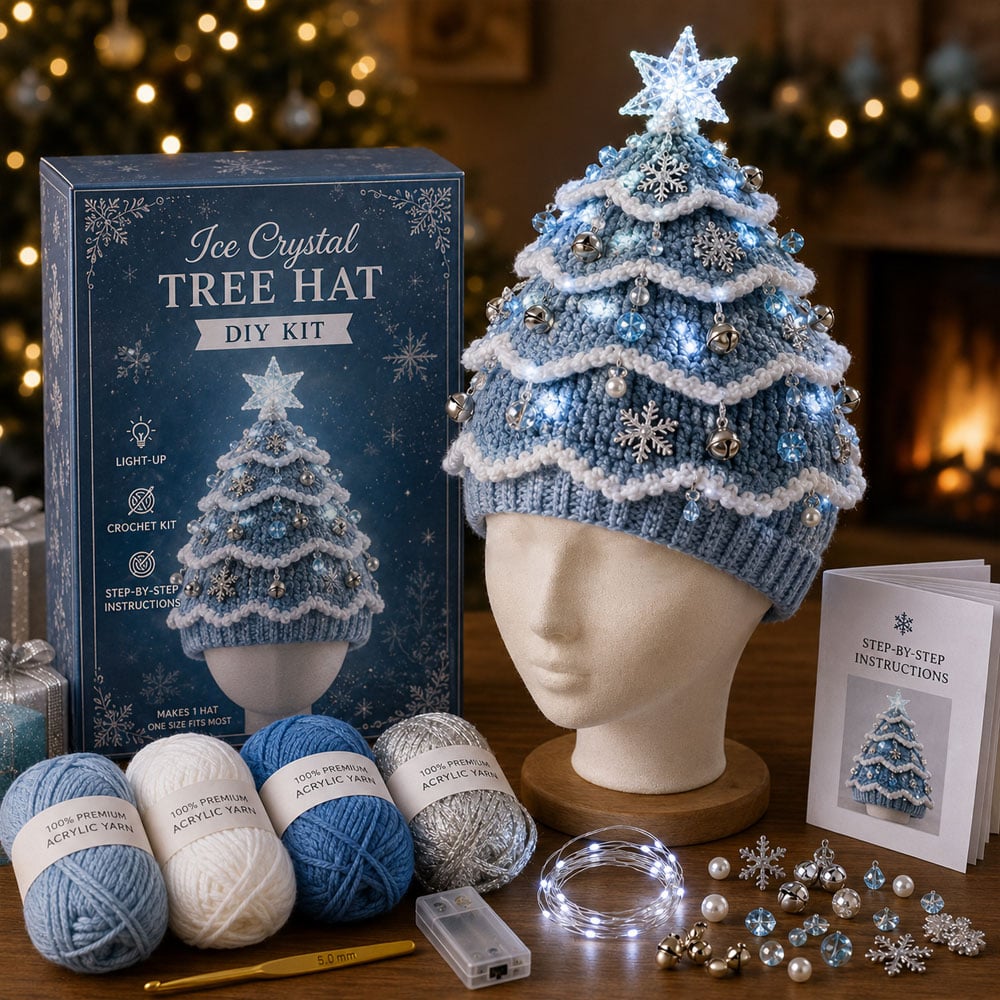 🎄 DIY-kit för lysande julgransmössa – Skapa din egen virkade julaccessoar