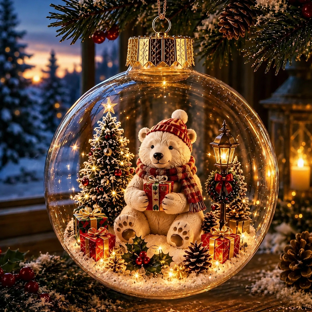 🎄 Söt Julsnöglob med Djurmotiv ✨ Mysig Juldekoration för Hemmet