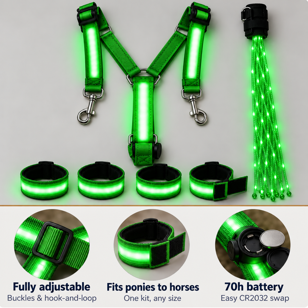 LED-ridset för häst – Syns efter mörkret 🐎✨