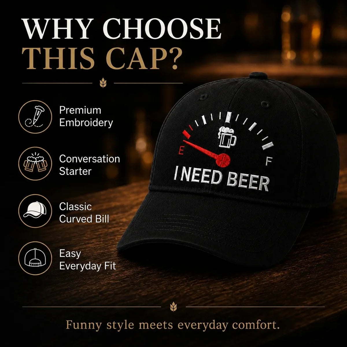 🔥 50 % RABATT – SISTA CHANSEN! 🍺 ”I NEED BEER” Broderad baseballkeps 🧢