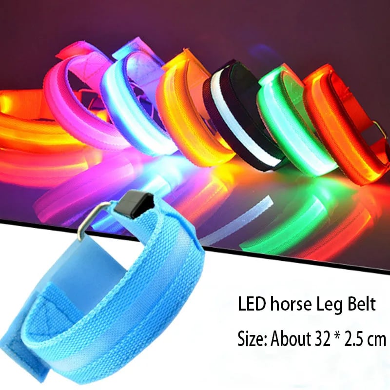 🐎 LED-benremmar för hästar – 4-pack | Säkerhetslampor för nattridning som ser ut som uppladdningsbara ✨