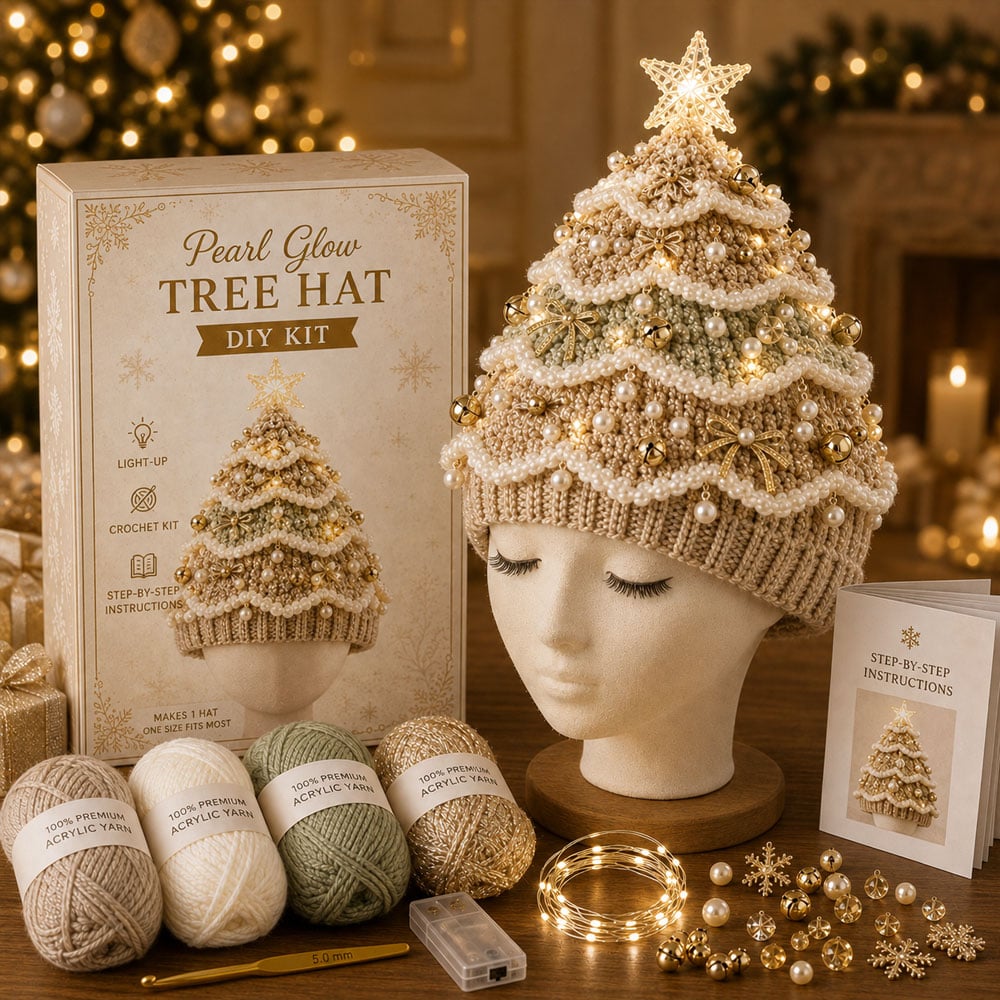 🎄 DIY-kit för lysande julgransmössa – Skapa din egen virkade julaccessoar
