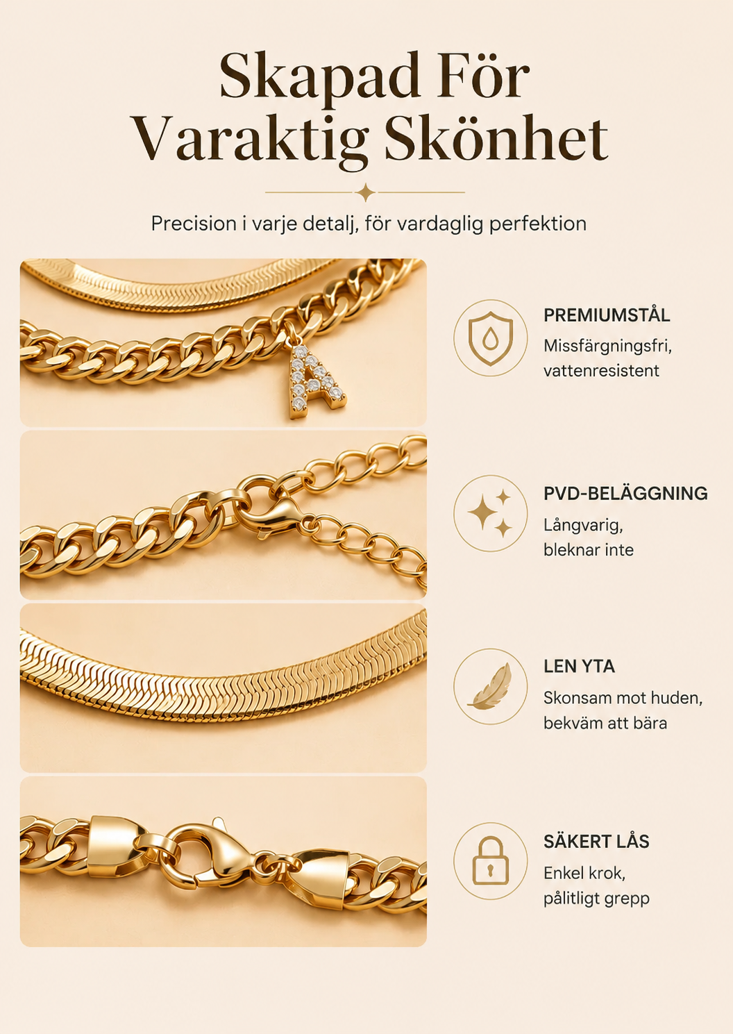 ✨Elegant fotlänk med bokstavsberlock i lager-på-lager-design – lätt, justerbar och perfekt för vardaglig stil eller som present 💛