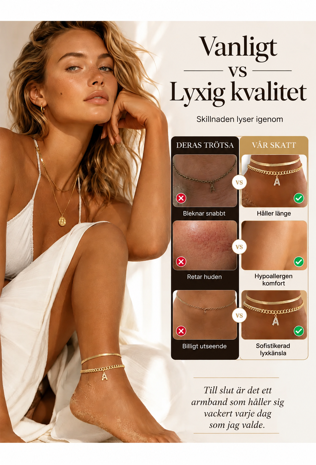 ✨Elegant fotlänk med bokstavsberlock i lager-på-lager-design – lätt, justerbar och perfekt för vardaglig stil eller som present 💛