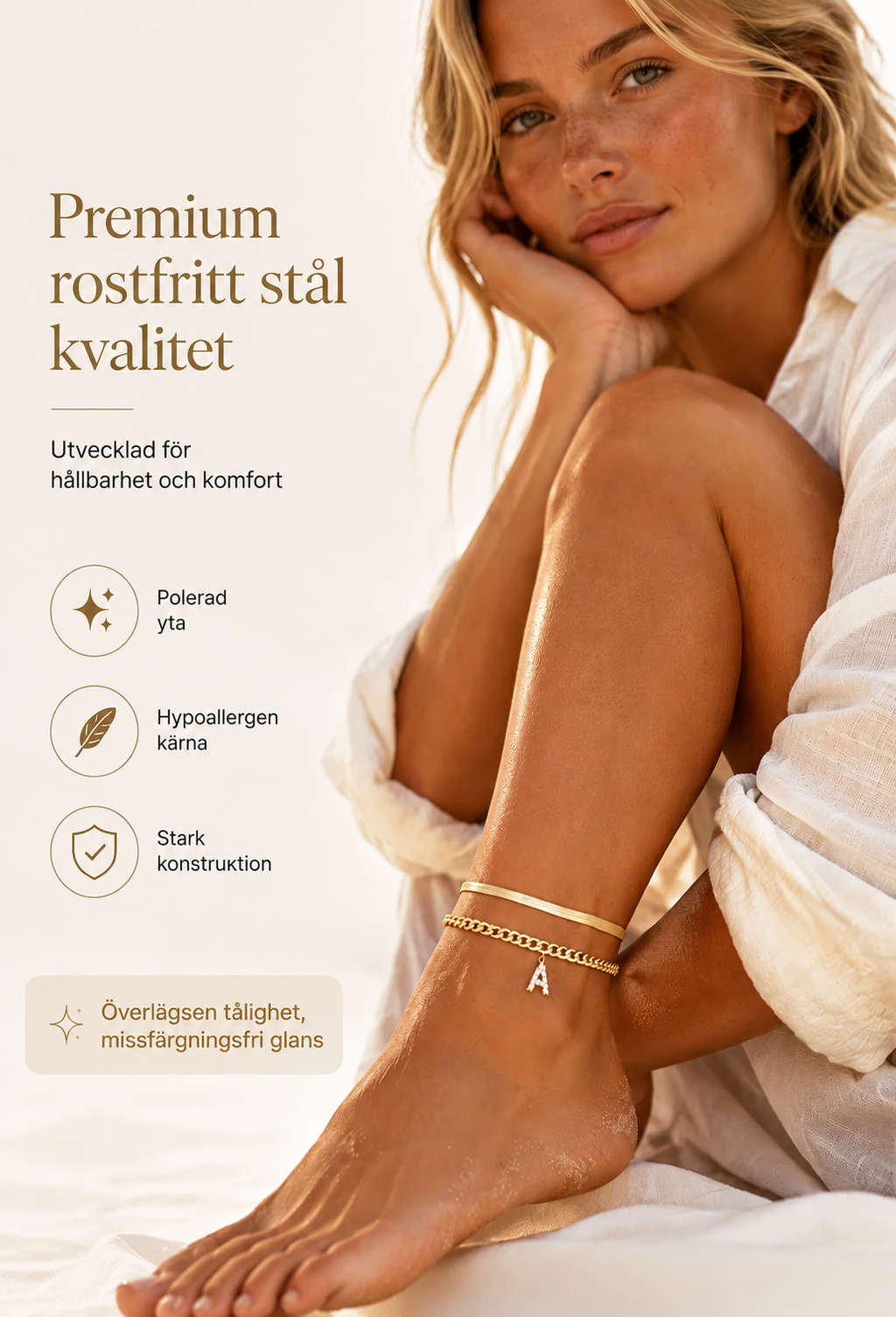 ✨Elegant fotlänk med bokstavsberlock i lager-på-lager-design – lätt, justerbar och perfekt för vardaglig stil eller som present 💛