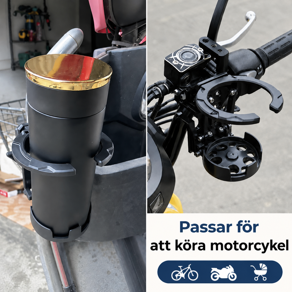 🚴 Vikbar cykel flaskhållare med roterande stressskiva – säker & lätt