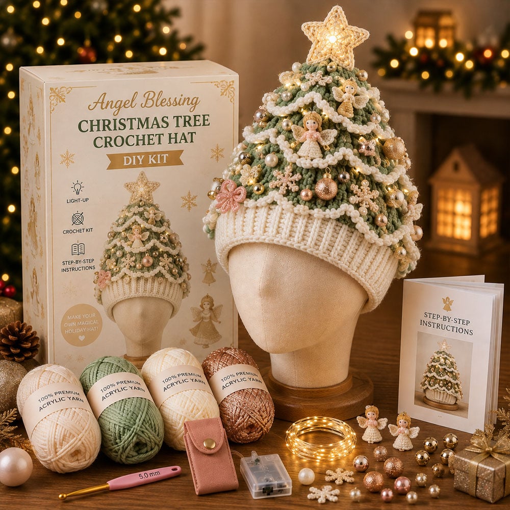 🎄 DIY-kit för lysande julgransmössa – Skapa din egen virkade julaccessoar
