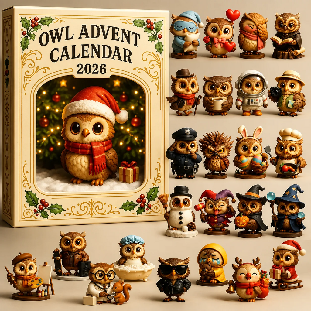 🦉 2026 års adventskalender med ugglor – 24 dagars julnedräkning med samlarfigurer